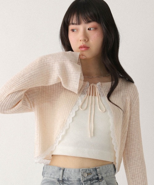 未使用♡ルネ♡レースボレロ　カーディガン Heather（ヘザー） カーディガン レースボレロカーディガン 672567