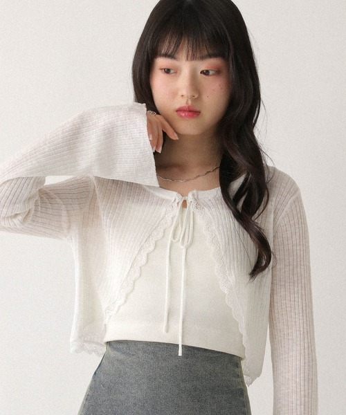 Heather（ヘザー） カーディガン レースボレロカーディガン 672567