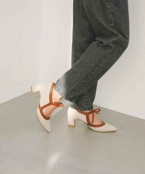 パンプス 「別注」AJUGA.×RODE SKO　「MADE IN JAPAN」チャンキーヒールリボンパンプス_8