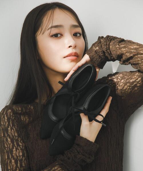 パンプス 「別注」AJUGA.×RODE SKO　「MADE IN JAPAN」チャンキーヒールリボンパンプス_2