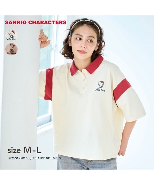 sanrio（サンリオ） ポロシャツ ポロ 襟付きレディース五分袖Tシャツ
