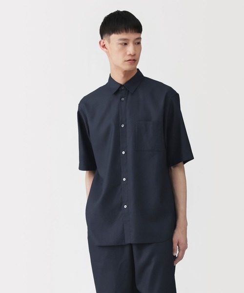 MUJI Labo シャツ 「MUJI Labo」紳士 和紙混ドビー織り 半袖シャツ
