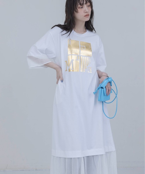 Eimee Law（エイミーロウ） ワンピース 半袖 箔プリント タック
