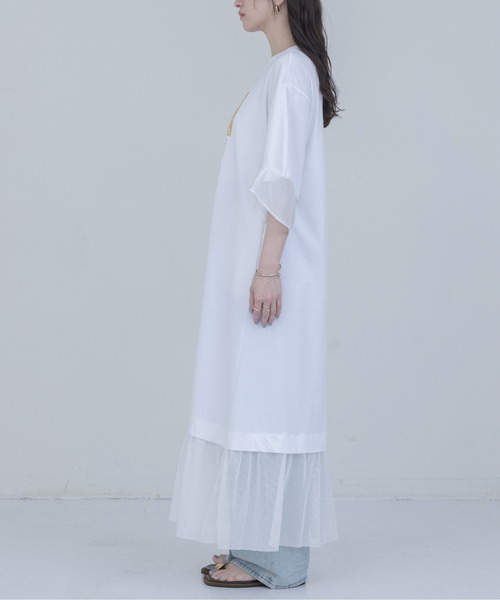 Eimee Law（エイミーロウ） ワンピース 半袖 箔プリント タック