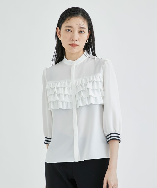 「BORDERS at BALCONY」 長袖ブラウス 36 ホワイト レディース_画像3