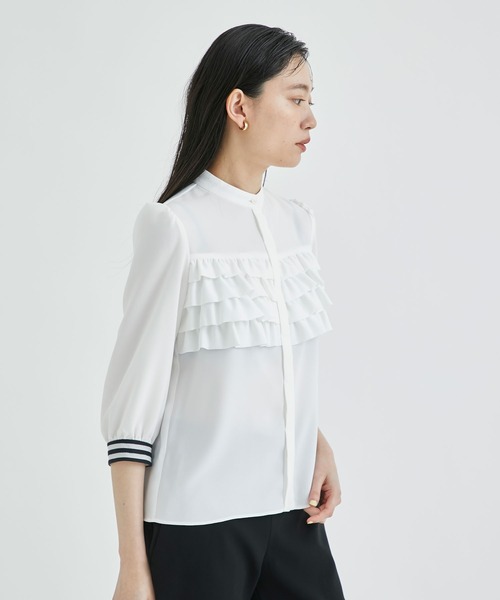 「BORDERS at BALCONY」 長袖ブラウス 36 ホワイト レディース_画像6