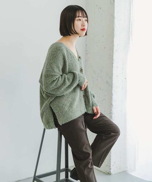 「ITEMS URBANRESEARCH」 ニットカーディガン FREE オフホワイト レディース_画像5