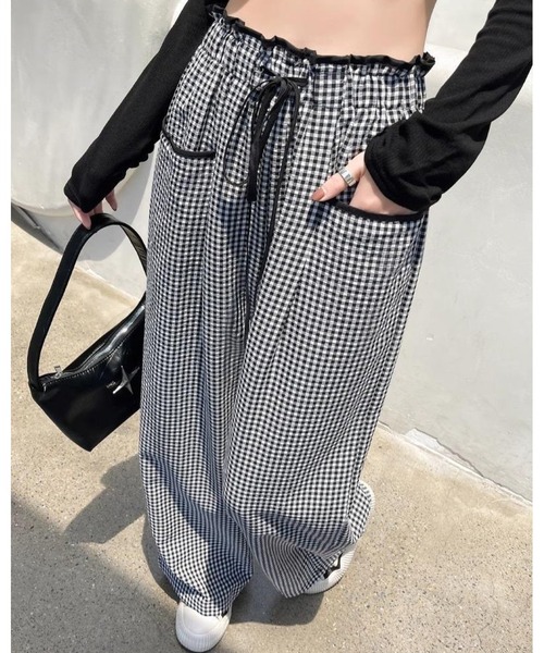 inst.ALL ワイドパンツ パンツ ギンガムチェックイージーワイドパンツ