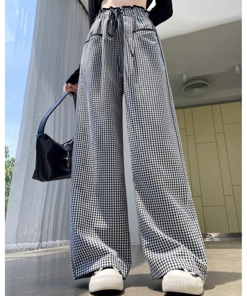 inst.ALL ワイドパンツ パンツ ギンガムチェックイージーワイドパンツ