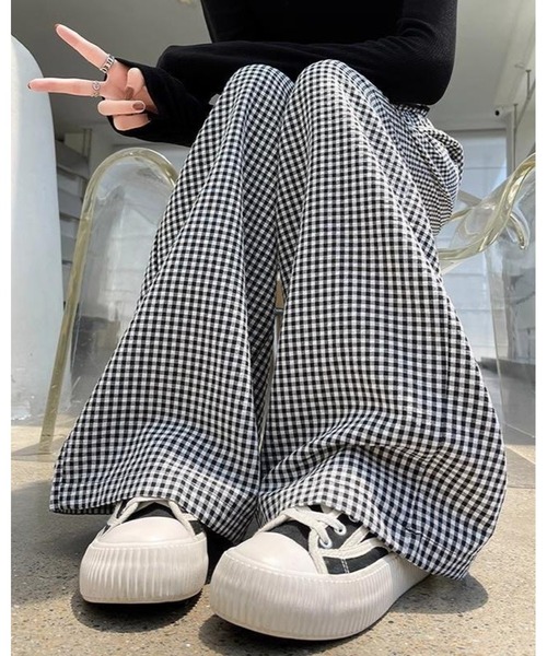 inst.ALL ワイドパンツ パンツ ギンガムチェックイージーワイドパンツ