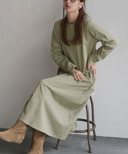 「zootie」 長袖ワンピース M-L テラコッタ レディース_画像3