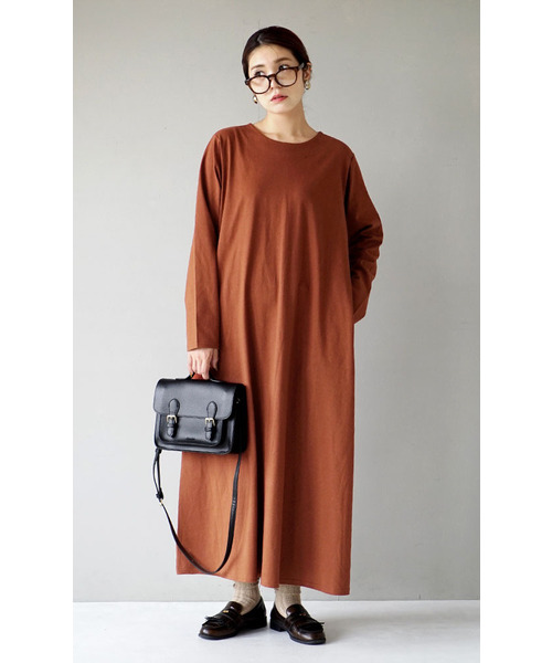 「zootie」 長袖ワンピース M-L テラコッタ レディース_画像6