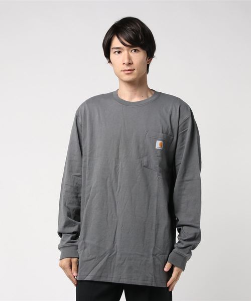 Carhartt（カーハート） tシャツ 無地 ロゴ 長袖Tシャツ ポケット付き 