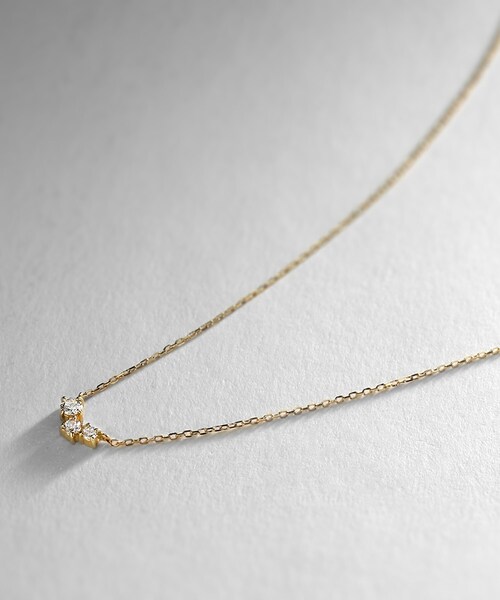 COCOSHNIK ネックレス K18ダイヤモンド ランダムクラスター3石 