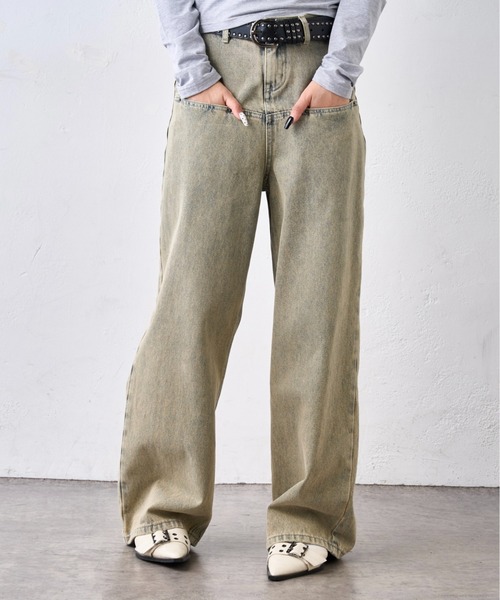 ジーンズ デニム デニムパンツ 「UNISEX / サイズ展開あり」スラッシュポケットブラストワイドデニム レディース メンズ_10