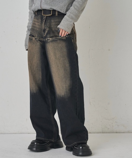 ジーンズ デニム デニムパンツ 「UNISEX / サイズ展開あり」スラッシュポケットブラストワイドデニム レディース メンズ_24