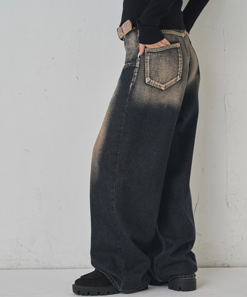 ジーンズ デニム デニムパンツ 「UNISEX / サイズ展開あり」スラッシュポケットブラストワイドデニム レディース メンズ_27