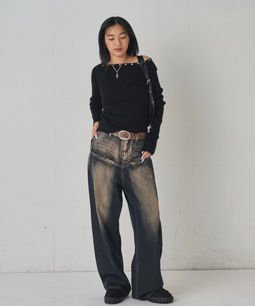 ジーンズ デニム デニムパンツ 「UNISEX / サイズ展開あり」スラッシュポケットブラストワイドデニム レディース メンズ_28