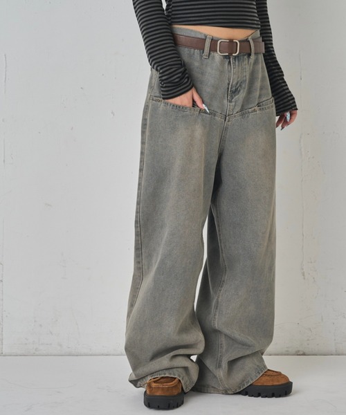 ジーンズ デニム デニムパンツ 「UNISEX / サイズ展開あり」スラッシュポケットブラストワイドデニム レディース メンズ_30
