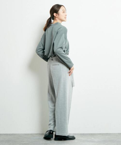 【新品未使用】MELROSE claire  グレー　ワイドパンツ MELROSE claire パンツ 「シーズンを象徴する生地感のベルテッド