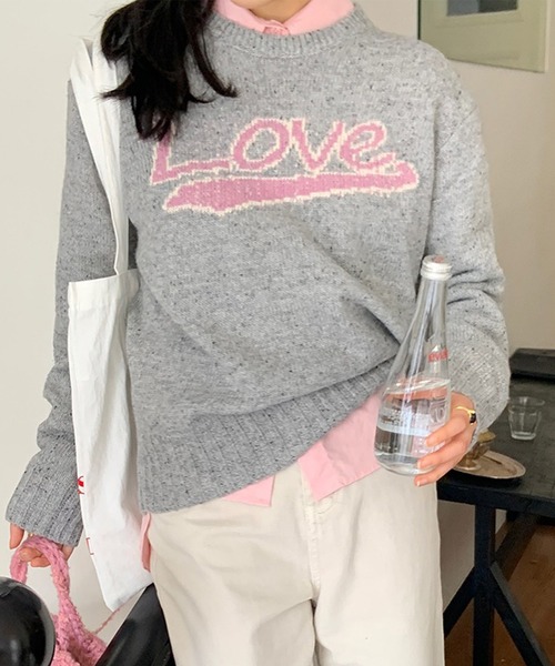 ニット セーター Loveジャガードニットプルオーバー レディース