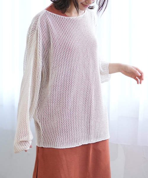 ニット セーター RIKKA FEMME/リッカファム 透かし編みクルーニット RF24HS03 レディース