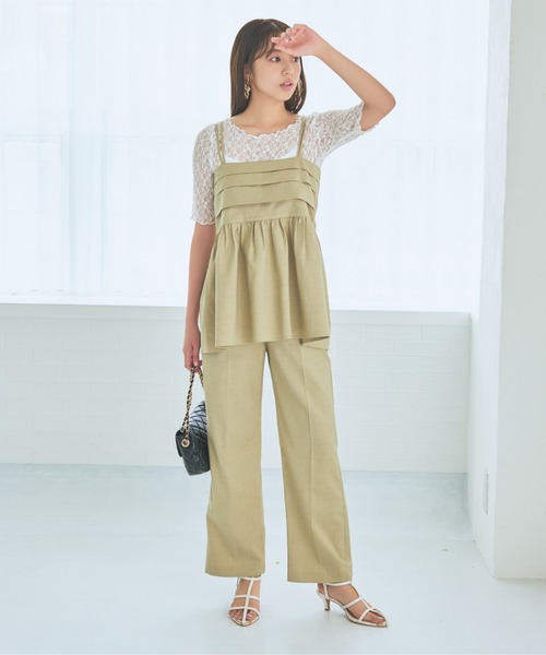 tシャツ ストレッチレースクルーネックプルオーバー レディース mysty woman tシャツ ストレッチレースインナープルオーバー半袖