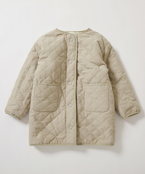 【新品・未使用】BienaBien　キルティング　ボア　ジャケット　90cm　韓国子供服　カーキ　ファー　コート　アウター OMNES（オムネス） コート アウター リバーシブルキルティングボア