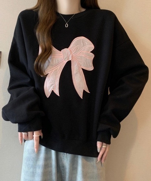 DIAVEL パーカー 刺しゅうリボントレーナー レディース