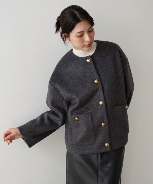 J by blue（ジェイバイブルー） ノーカラーコート コート 「新色追加
