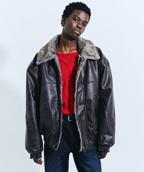 ジャケット・アウター Return CAMPHOR WOOD コート ジャケット FAUX LEATHER/FUR REVERSIBLE JACKET
