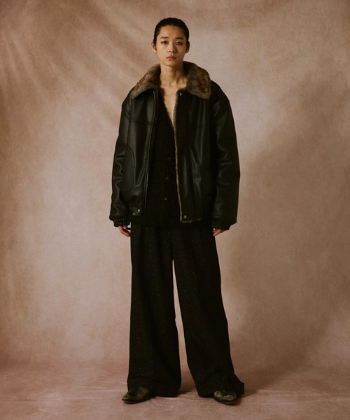 Camphor wood コート ジャケット leather/fur faux reversible flight