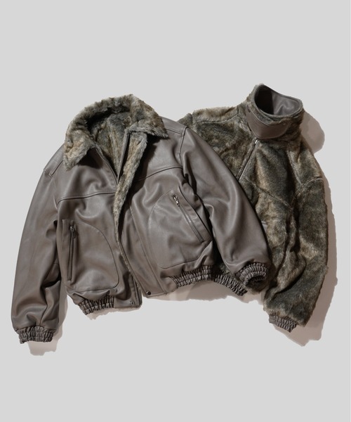 Camphor wood コート ジャケット leather/fur faux reversible flight