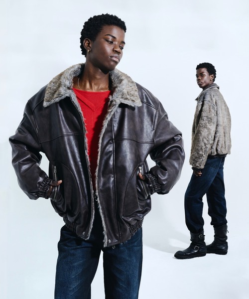 CAMPHOR WOOD コート ジャケット FAUX LEATHER/FUR REVERSIBLE JACKET