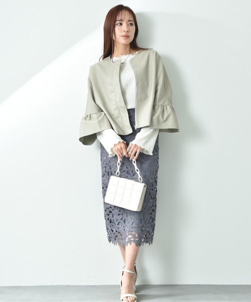 INTERPLANET♡ノーカラージャケット INTERPLANET ジャケット ノーカラージャケット フェイクレザー