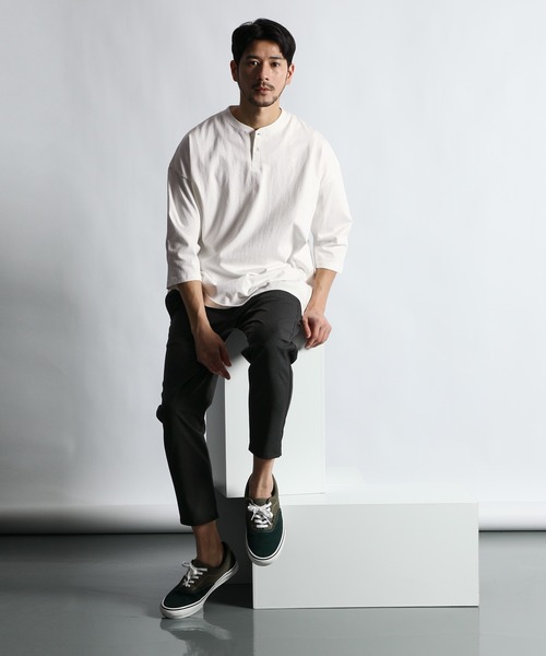 tシャツ ヘビーウェイト(8オンス) リラックスフィット 7分袖 ヘンリーTシャツ メンズ | LANVIN en Bleu | 04