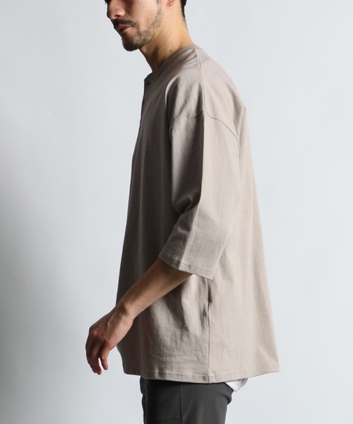 tシャツ ヘビーウェイト(8オンス) リラックスフィット 7分袖 ヘンリーTシャツ メンズ | LANVIN en Bleu | 09