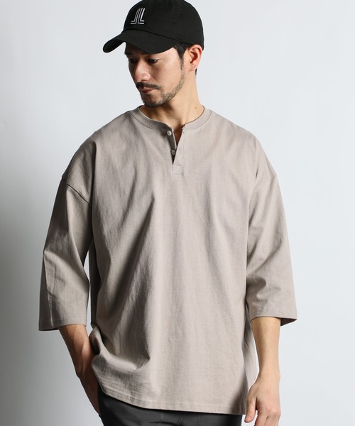 tシャツ ヘビーウェイト(8オンス) リラックスフィット 7分袖 ヘンリーTシャツ メンズ | LANVIN en Bleu | 07