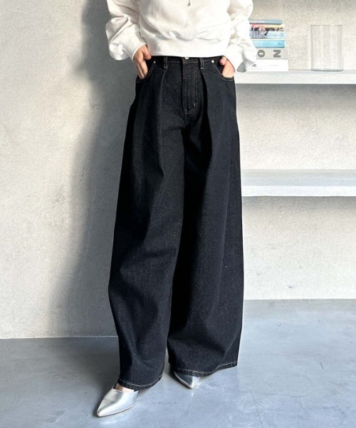 archives ジーンズ デニム デニムパンツ タックワイドデニム