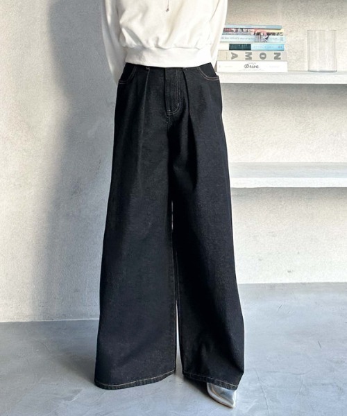 ayane新品未使用⭐アジャスター付き　タックデニムパンツ⭐ストレッチ素材 ayane アヤン アジャスター付きタックデニム 814309 送料無料