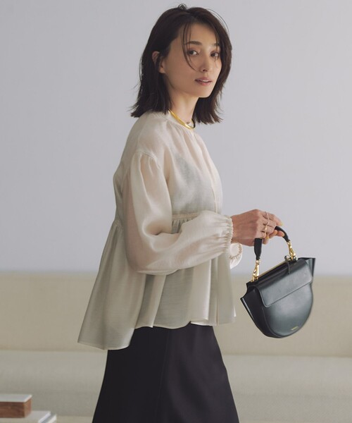 ブラウス シャツ 「杏さん着用/WEB＆一部店舗限定カラーあり」ソフトオーガンジー ボリューム ブラウス レディース
