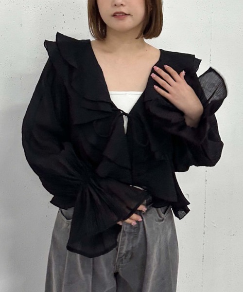 archives ブラウス シャツ ダブルラッフルリボンブラウス