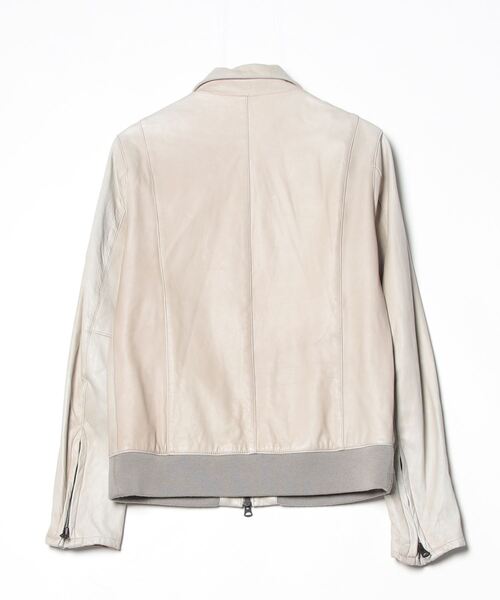 「shama」 レザーブルゾン 40 ベージュ メンズ_画像2