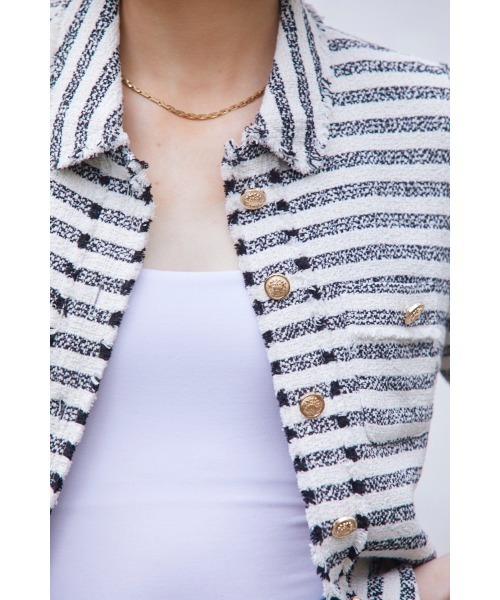Estella.K Caroline Tweed Jacket カラー付ツイードJK レディース Estella.K Caroline Tweed Jacket カラー付ツイードJK レディース