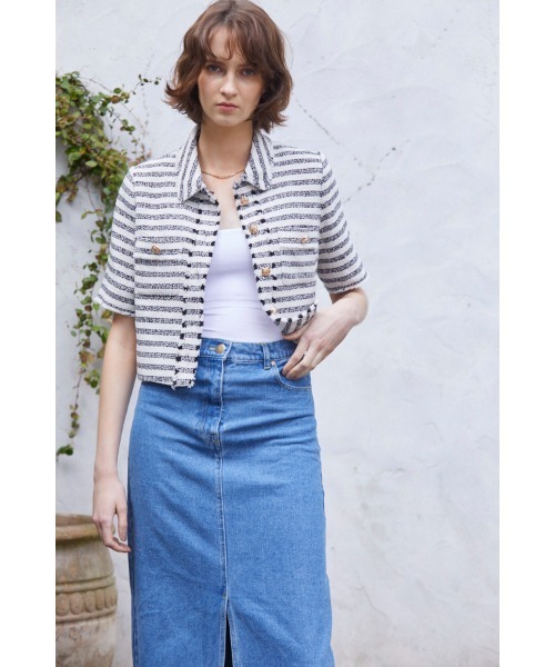 Estella.K Caroline Tweed Jacket カラー付ツイードJK レディース Estella.K Caroline Tweed Jacket カラー付ツイードJK レディース