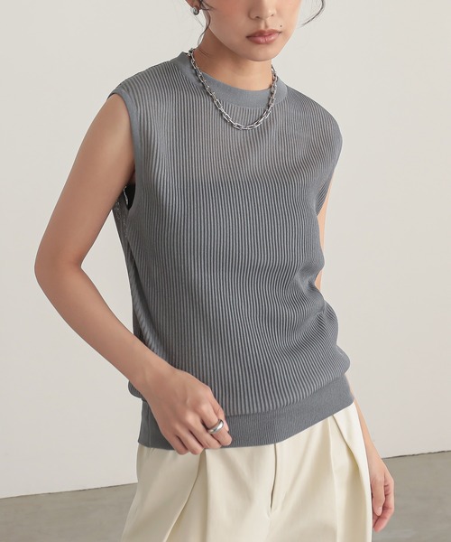 for/c（フォーシー） tシャツ 「新色追加」シアープリーツノースリーブ