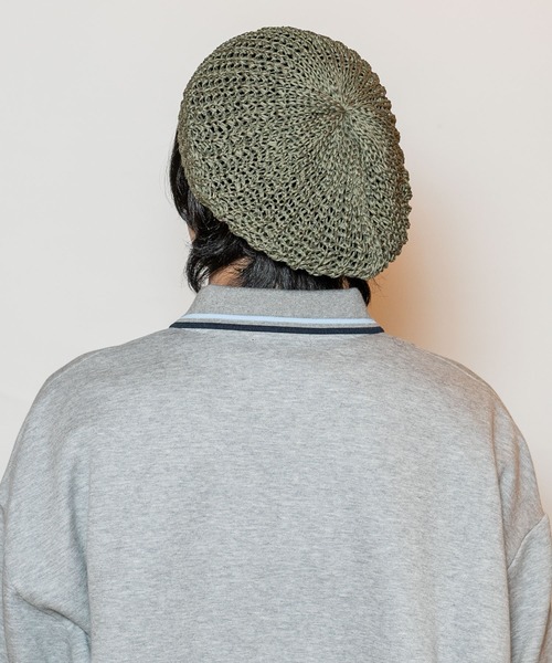 CA4LA 刺繍デザインのダークグリーンベレー帽 CA4LA 刺繍デザインのダークグリーンベレー帽