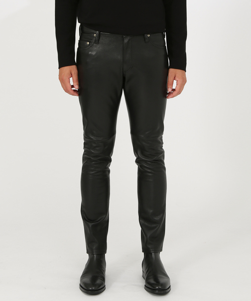 「5351 POUR LES HOMMES」 レザーパンツ 50 ブラック メンズ_画像3