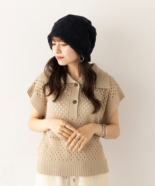 La Maison de Lyllis HOOD レースビーニー La Maison de Lyllis（ラメゾンドリリス） ニット帽 ニットキャップ