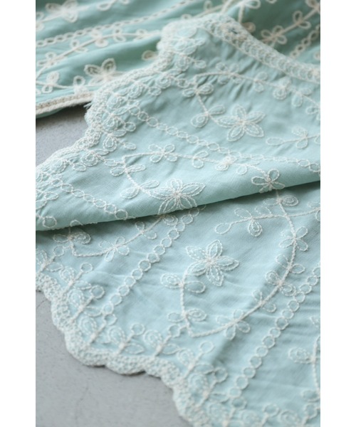 ブラウス シャツ 花刺繍のミントカラーシャツトップス レディース cawaii ブラウス シャツ 花刺繍のミントカラーシャツトップス
